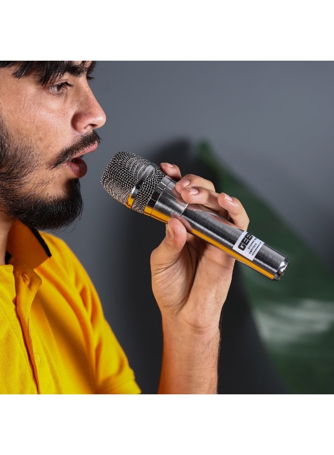 Geepas Dynamic Microphone- GMP15016/ Clarity, Sharp Sensitivity, Long-Distance Pickup/ 8-Meter Cable, Wide Frequency Range, Low Pass Filter/ Ideal for Professional Recording Studios, Live Performances, Broadcasting Applications/ Silver, 2 Years Warranty - Image 5